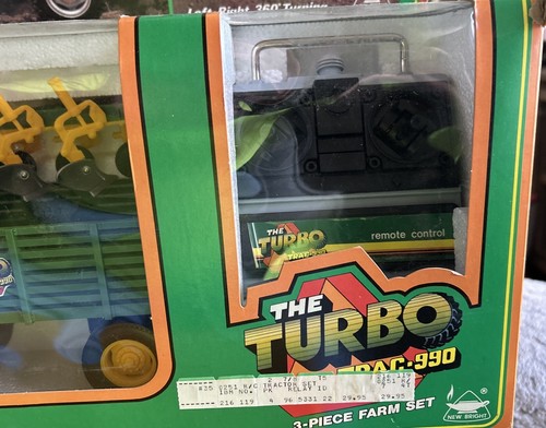 Turbo Trac-990 Tractor 3 Piece Farm Set, New Bright, Remote Control NIB 1987 - Picture 5 of 12