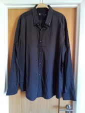 Next Cotton Grey Long Sleeve Striped Shirt  - Size XXL