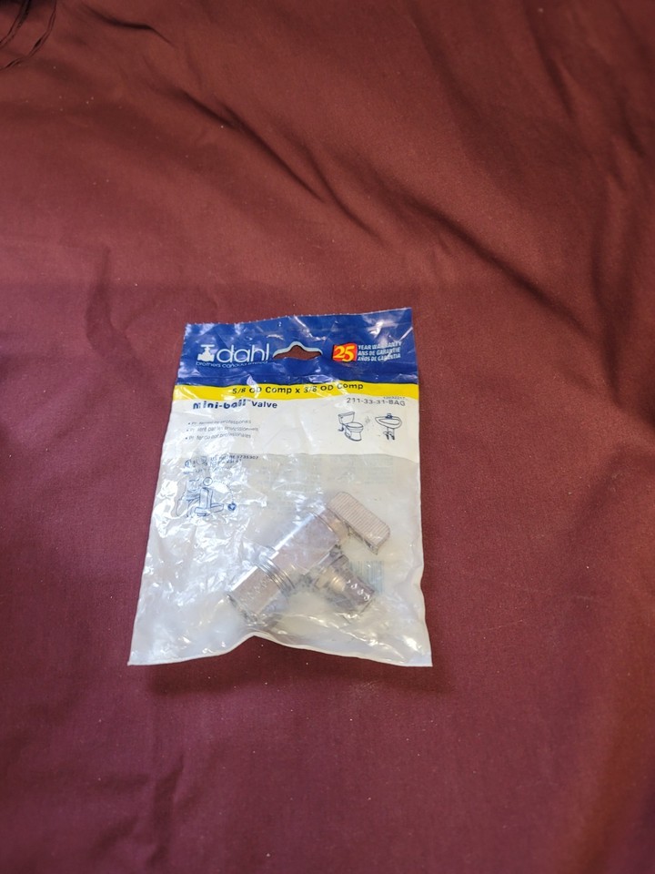 Dahl 211-33-31-BAG Mini Ball Angle Stop Valve 5/8 x 3/8 Comp Plated NOS ...
