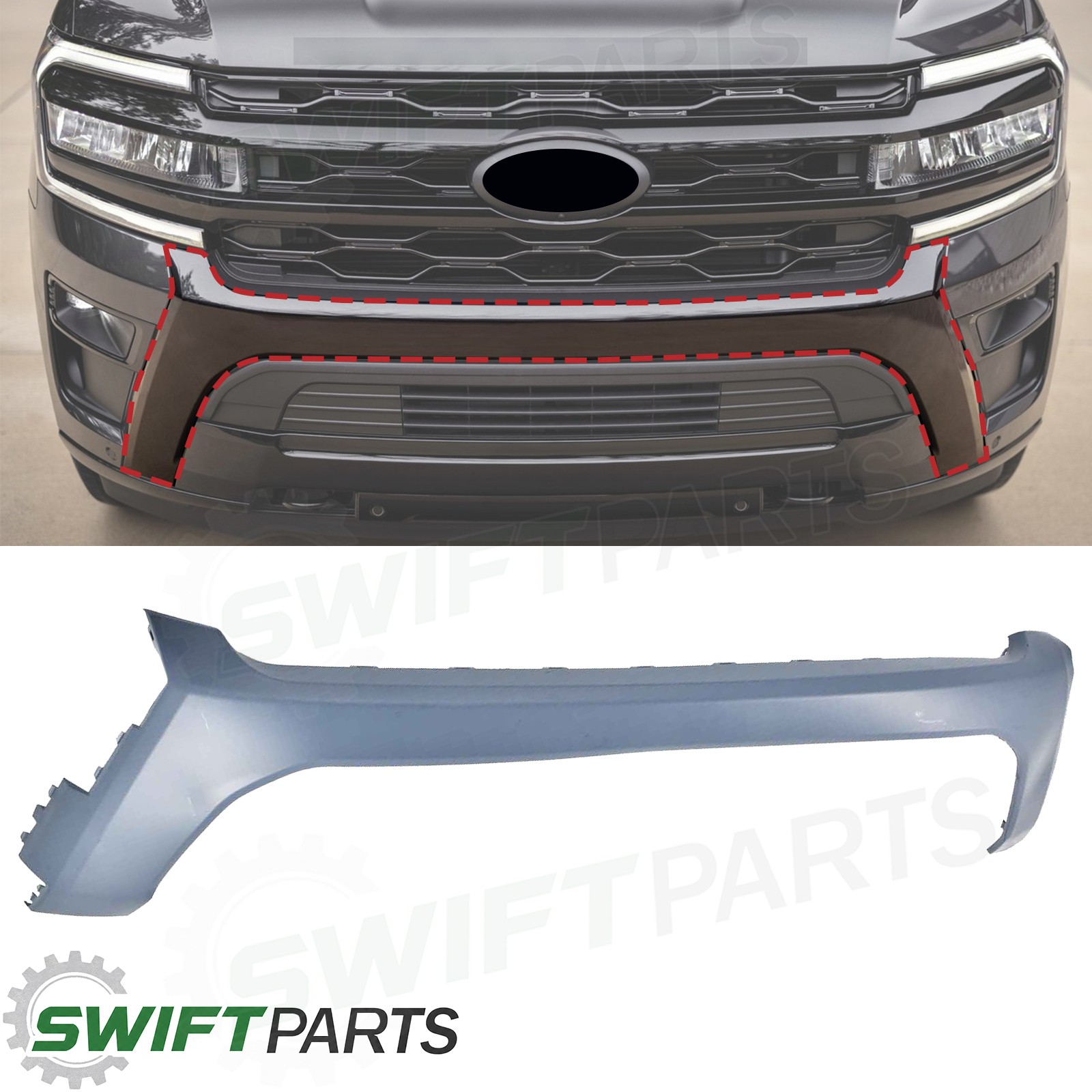 Primer Bumper Cover Fascia Front Upper For Ford Expedition 2022 2023 2024