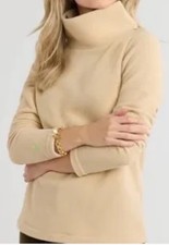 DUDLEY STEPHENS Womens L Park Slope Blush Vello Fleece Turtleneck-USA Made-EUC