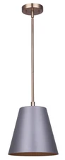 CANARM Luna 1-Light Rod Pendant - Grey and Gold Finish, 100W, Adjustable Heig...