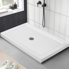 Shower Base Single Threshold 48 in L x 32 in W, Rectangle Acrylic Shower Pan＆...