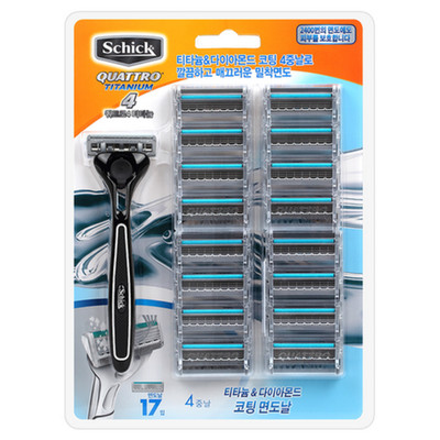 Schick Quattro 4 Titanium Razor 16-Blade Set Quad Lubricant Band Adults