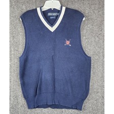 Polo Golf Ralph Lauren Sweater Vest Mens Large Navy Blue V-Neck Cotton Vintage