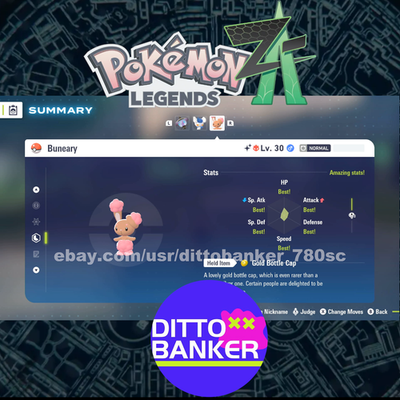 Pokemon Legends ZA SHINY Female BUNEARY ALPHA Lv.30 Adamant/6IV/MA Pokemon Legends ZA SHINY Female BUNEARY ALPHA Lv.30 Adamant/6IV/MA