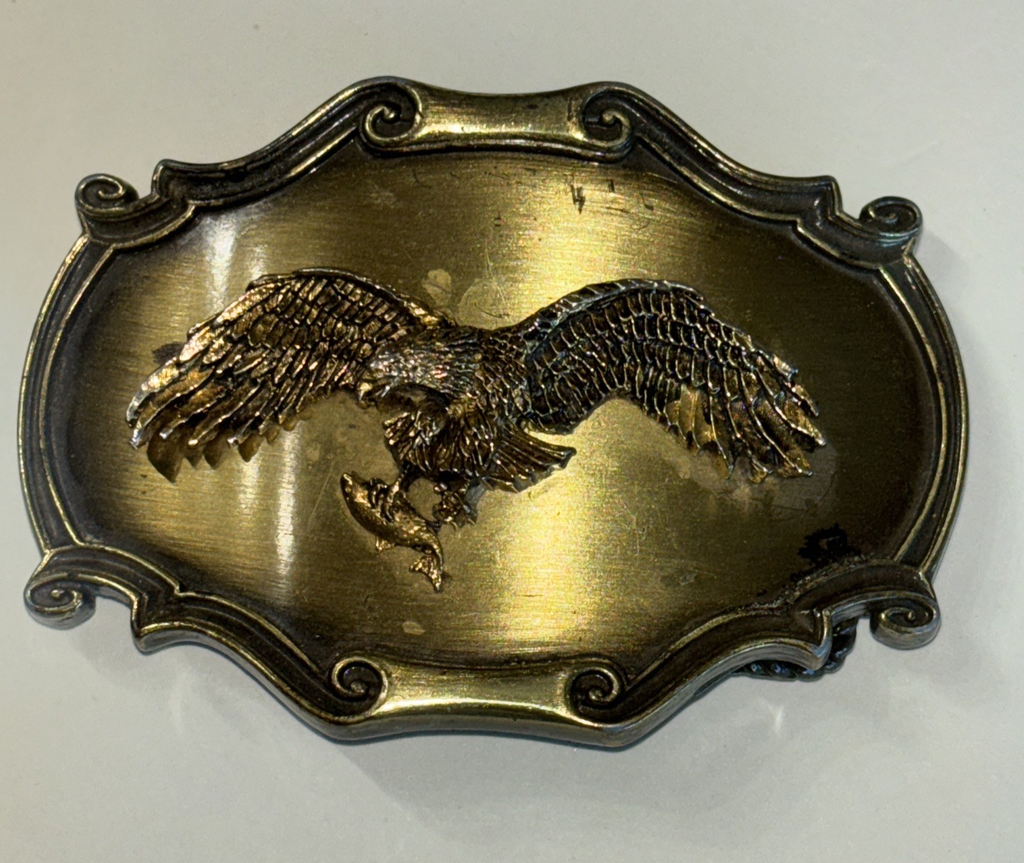 vintage Raintree belt buckle American Bald Eagle 3-D