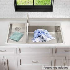 Laundry Utility Sink Stainless Steel Kitchen Sink Rectangular Sink w/Washboard