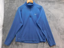 Nike Sweatshirt Mens L Blue 1/4 Zip Pullover Mock Neck Dri-FIT Swoosh Logo