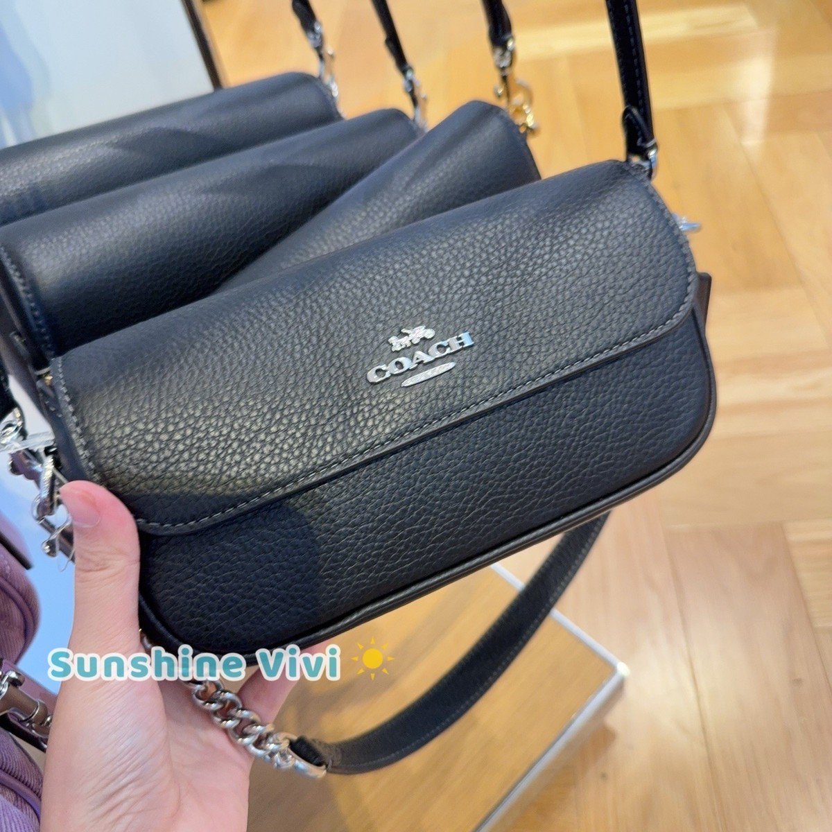 NWT Coach Hailey Flap Bag Leather CAN72 Silver/Black | eBay