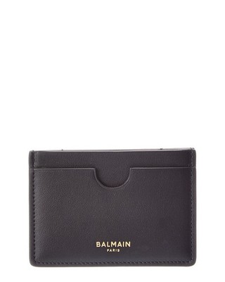 Balmain Logo Leather Card Case Women's Black