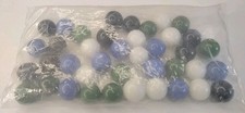 Vintage Bag Of 40 Blue Green White Blue Marbles