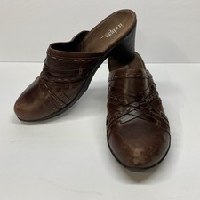 Indigo By Clarks Woman's Size 10 M Brown Leather Comfort Mule Clogs Slip On