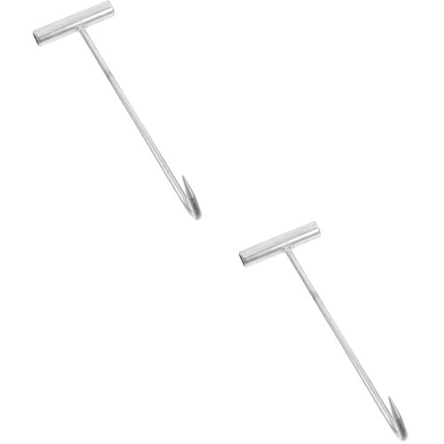 2 Pack T-shaped Manhole Cover Hook Heavy Duty Lifter Straight Handle