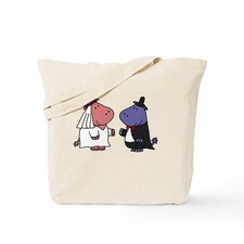 CafePress Hippo Wedding Natural Canvas Tote Bag, Cloth Shopping Bag 1351650789 