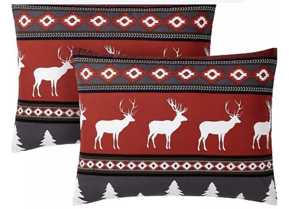 🎄ChristmasReversible Cabin Elk Wildlife 6 pcs King Comforter Set🎄 - Image 4 of 4