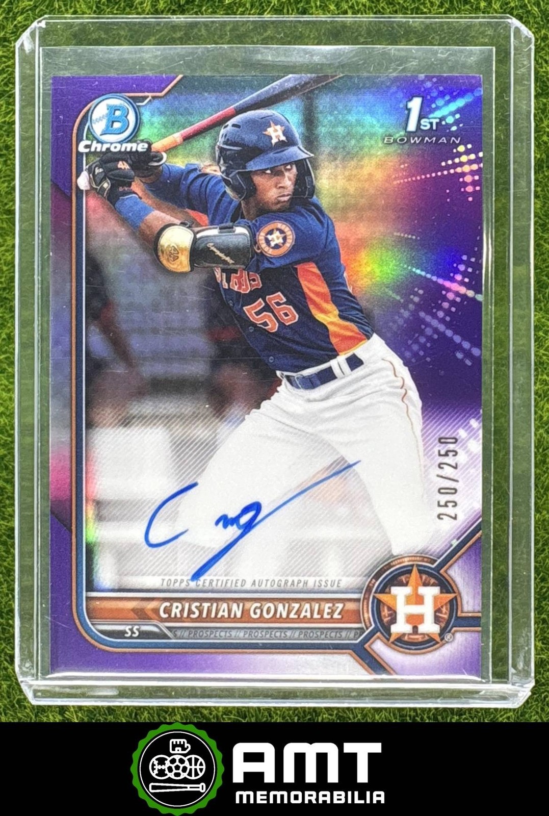 Cristian Gonzalez 2022 Bowman 250/250 Chrome Prospect Auto Purple Astros #CPA-CG