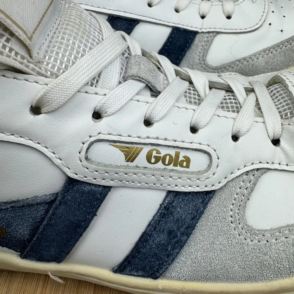 Gola Hawk Shoes Womens Size 9 White Navy Suede Retro Trainers Leather CLB336 - Image 2 of 4