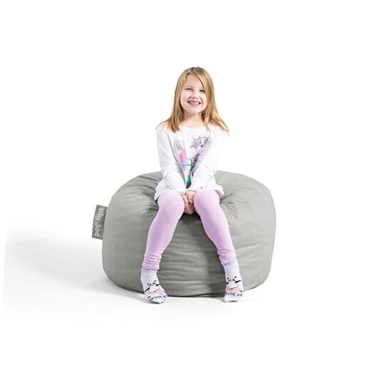  Fuf Foam Filled Bean Bag Chair, Gray Plush, Soft Polyester, 2 feet Small Grey