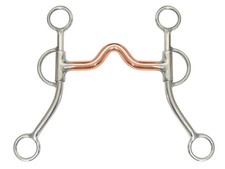 AJ Tack Double Rein Long Shank Medium Copper Port Bit