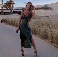 ZARA | Size L | Green Draped Midi Dress | Bloggers Favourite