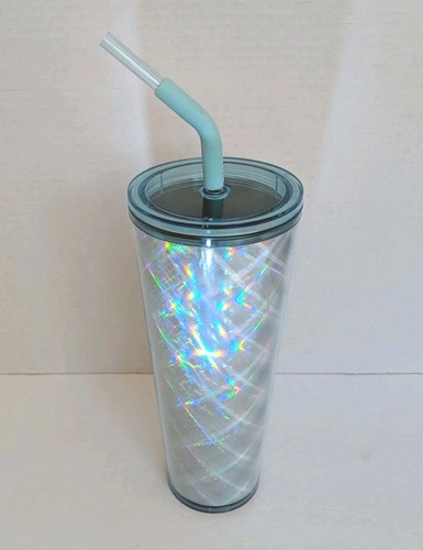 Starbucks 2024 Silver Holographic Fun Straw 24 Oz Cold Cup Tumbler Neu Versand 🆓 - Bild 3 von 8