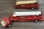 Mini Tonka 1976/77 Super Thrust Fire Tiller Ladder Truck with extra trailer nice