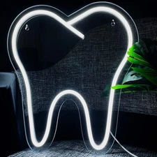Tooth Neon Sign Teeth LED Light Dental Office Decor Wall Hangings Lights