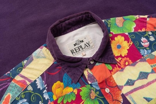 Men Replay Shirt Purple Cotton 40 /L / 48