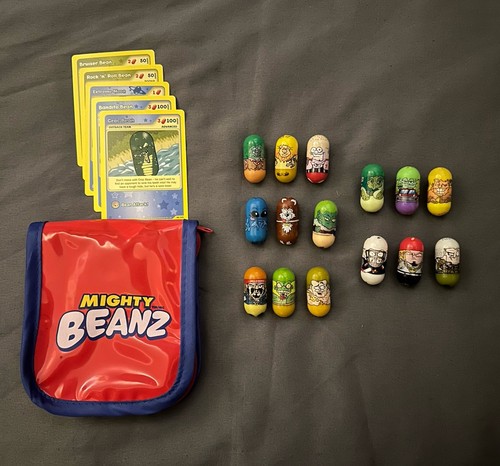 Mighty Beanz Grab Bag #2 ( 2003 Series 1,2,3,4,5 , Moon Quest Cards, Carry Case)