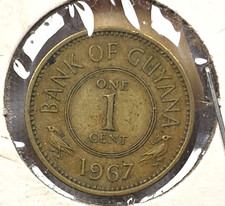 1967 Guyana 1 Cent 1st year coin ask4bud