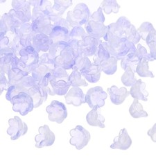 Glass Trumpet Flower Beads, 100 Pcs Gradient Flower Bead Charm, Purple