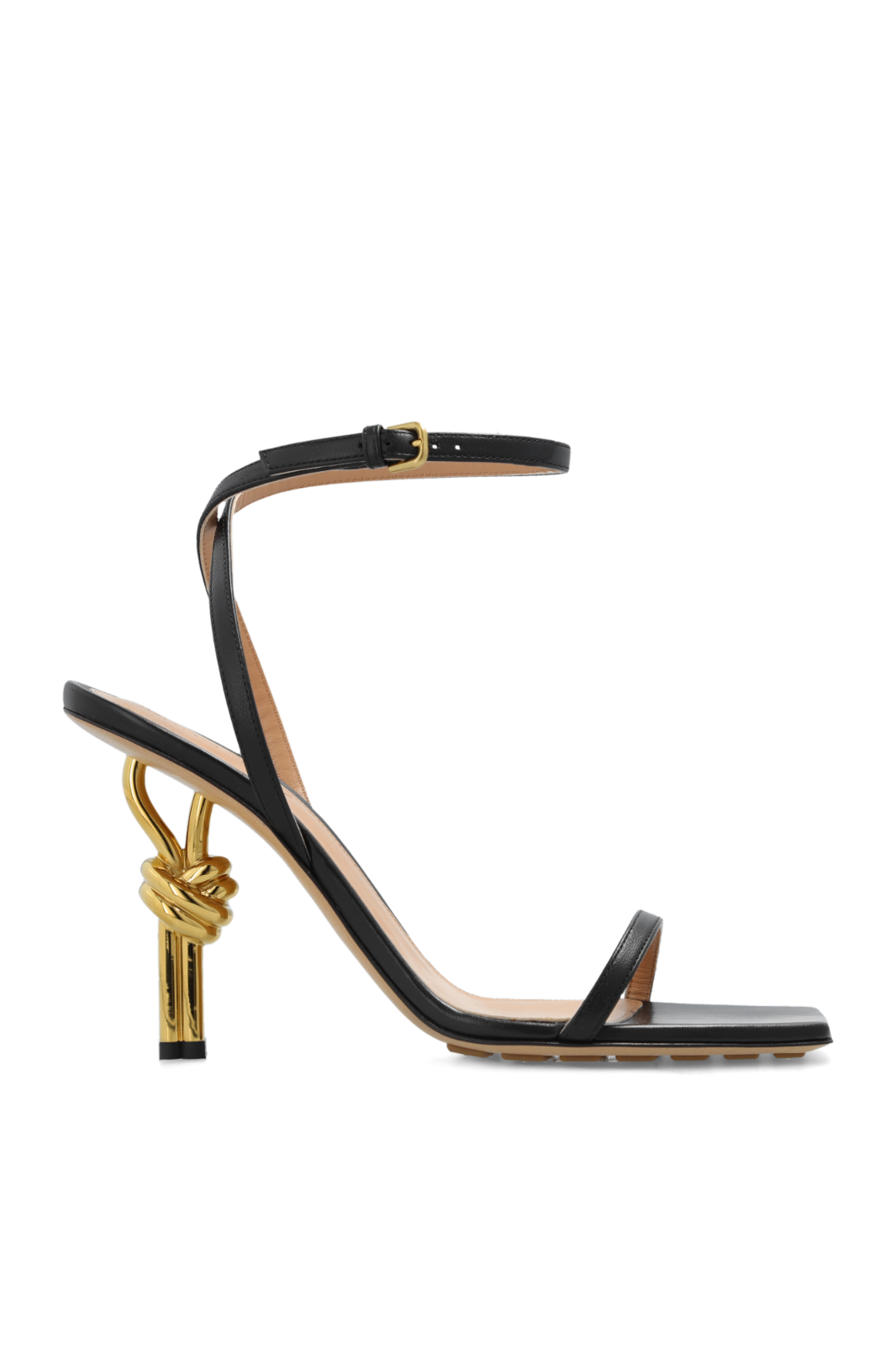 BOTTEGA VENETA Knot Black Leather 115mm Heel Sandals New & Authentic