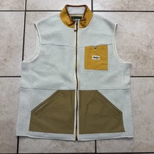 Howler Bros Chisos Fleece Vest Men XL Ivory Sherpa Full Zip MockNeck Gorpcore