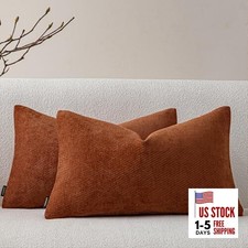 Pack of 2 Decorative Chenille Throw Pillow Covers 20" x 12" Pack of 2 Rust