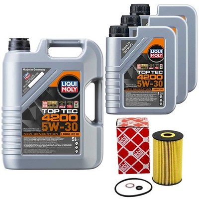 Motoröl Set 4200 5W-30 LIQUI MOLY 8 Liter + Ölfilter für Hyundai Equus 5.0 GDi