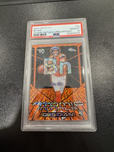 2024 Panini Obsidian Atomic Initials Bo Nix Orange Mosaic Rookie SSP PSA 10!