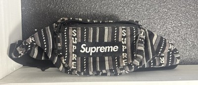SS20 SUPREME woven stripe waist bag black Belt Pack Bum FANNY PACK