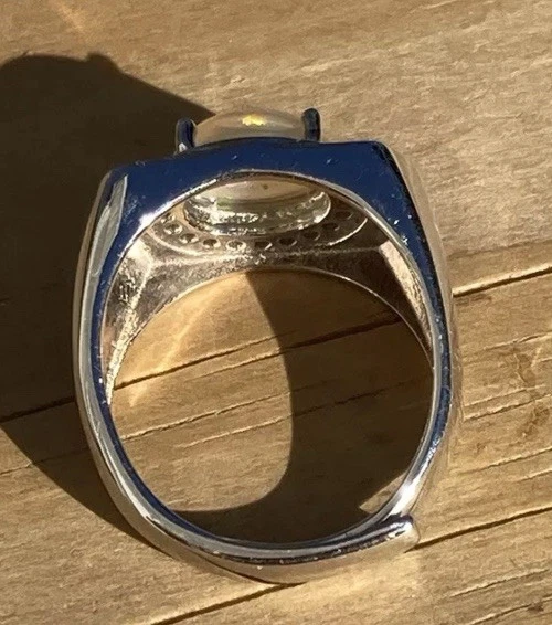 Anel de ouro branco 14k com opala natural etíope anel de ouro maciço 14k com diamante opala - Imagem 3 de 4