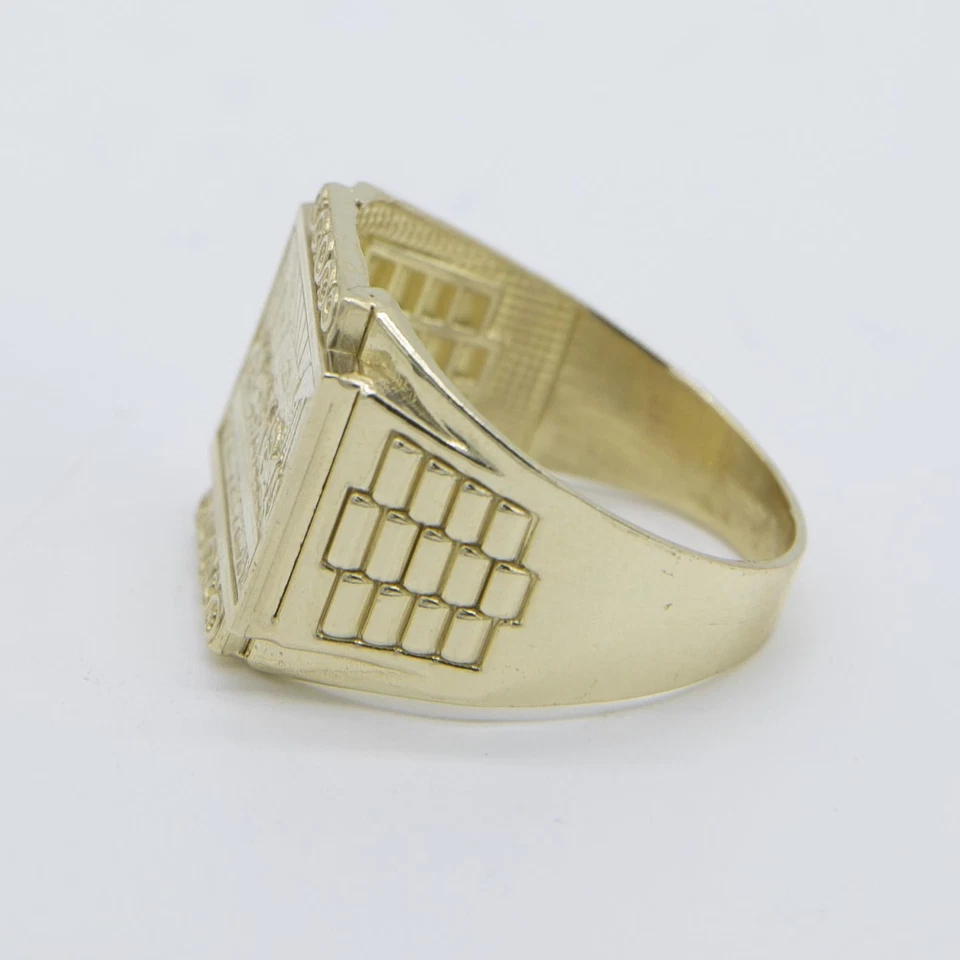 Railroad Design Last Supper Signet Ring Solid 10K Yellow Gold All Sizes - Image 2 of 4