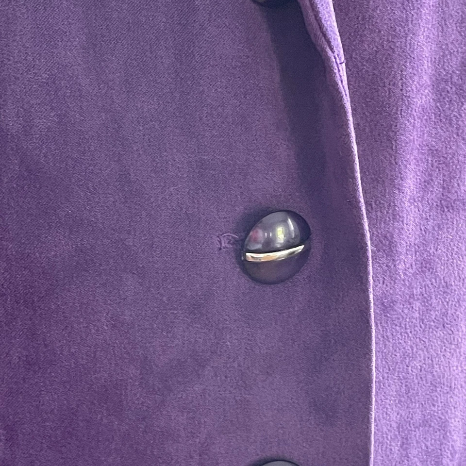 Jaqueta Blazer Roxa Longa Vintage Microfibra Botão para Cima Tamanho 12 Vestido Celeiro - Imagem 3 de 4
