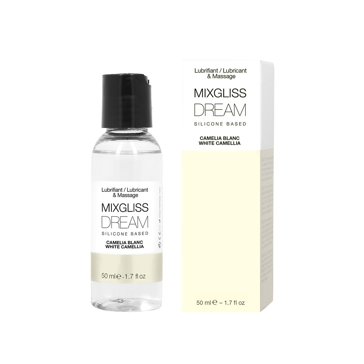 Lubrifiant Mixgliss silicone Camelia blanc 50ml pour massage corporel