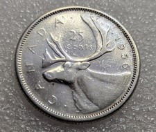 1956 25 Cents Canada Queen Elizabeth II. #104A