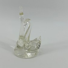 Art Glass Swan Figurine Pair  Excellent Hand Blown Sculpture Decor paperweight