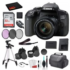 Canon EOS 800D Rebel T7i 18-55mm IS STM Lens Black Bundle SanDisk 32gb SD C