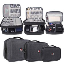 BUBM 3pcs Double Layer Electronic Organizer, Travel Gadgets Bag 3 Pcs, Black