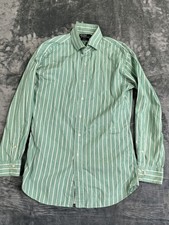 Polo By Ralph Lauren Regent Classic Fit Green  White Stripe Long Sleeve L 16.5