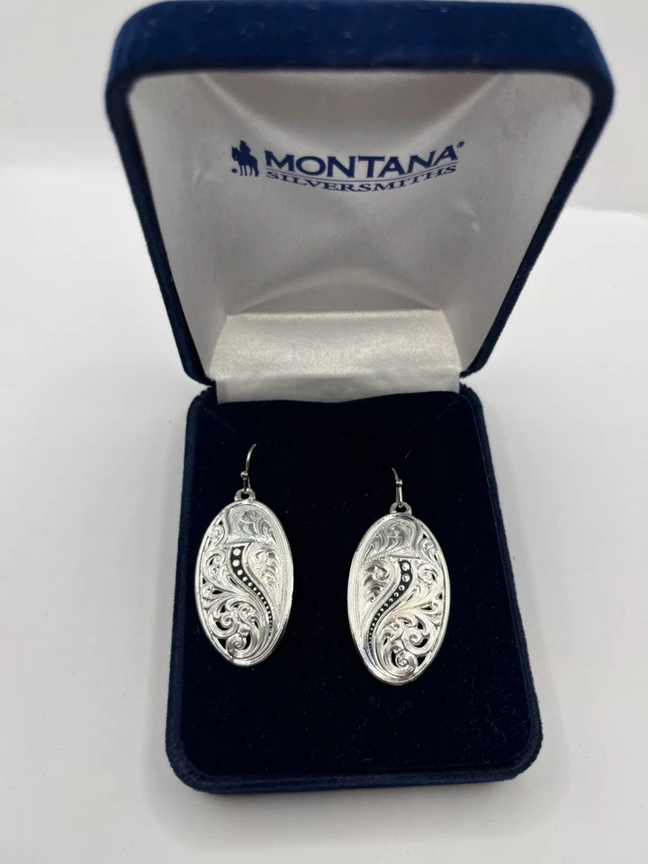 Серьги Montana SilverSmiths серебряные овальные с черным акцентом с коробкой, ER3489 - Изображение 2 из 2