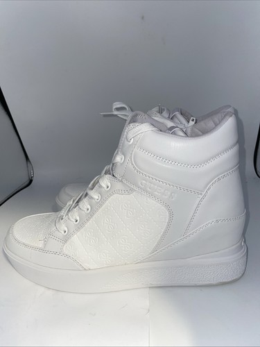 Guess High Top Sneaker Woman's Size 11 Lace Up White Accent Shoes - Picture 2 of 7