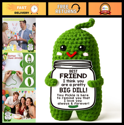 Handmade Crochet Pickle Gag Gift for Women, Best Friends, Coworkers - Fun Desk D